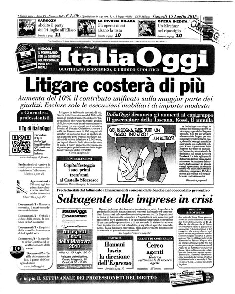 Italia oggi : quotidiano di economia finanza e politica